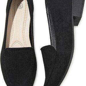 Women’s Suede Loafers Low Heel Slip-On Dress Shoes Casual Work Flats